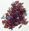 100 3x11mm Matte Transparent Amethyst AB Dagger Beads